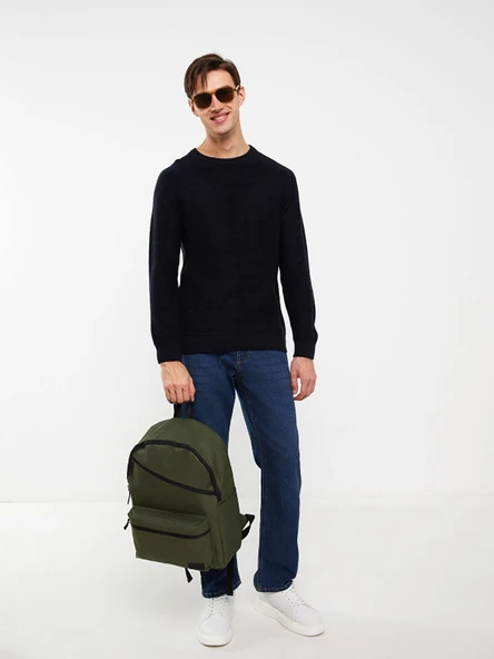 3 Gözlü Okul Sırt Çantası Laptop Bölmeli Sırt Çantası Haki 43 cm - Resim 5