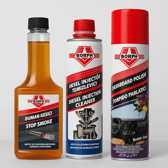 Börfh Dizel Enjektör Yakıt Katkısı 300 ML Duman Kesici Torpido Parlatıcı 3lü Set