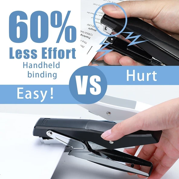 Valkyrie Profesyonel Metal Zımba Tabancası 60 Sayfa Kapasite 1000 Zımba Teli HEDİYE Ofis ve Ev Dayanıklı Siyah - 5