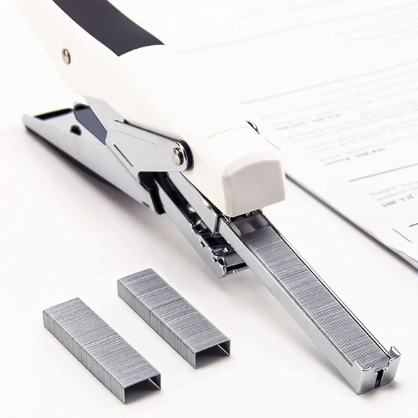 Valkyrie Profesyonel Metal Zımba Tabancası 60 Sayfa Kapasite 1000 Zımba Teli HEDİYE Ofis ve Ev Dayanıklı Beyaz - 3