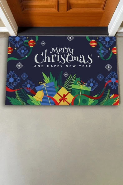 Valerine Life Yılbaşı Hediye Kutulu Kar Taneli Welcome Hoş Geldiniz Kapı Önü Paspası 45x70cm - Resim 2