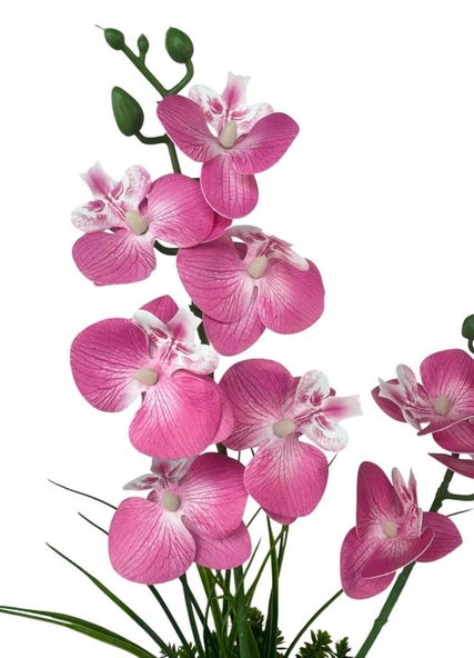 Yapay Çiçek Pembe Islak Orkide Gold Metal Saksıda Saksıda Orkide 50cm - Resim 8