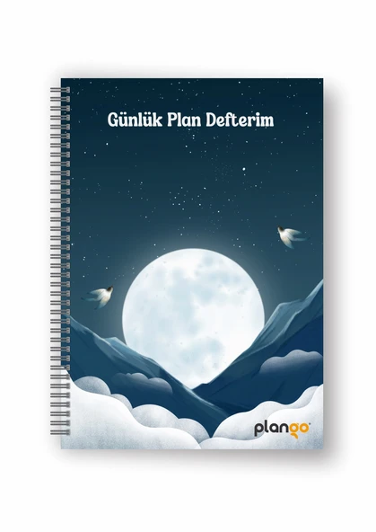 Ay ve Bulutlar Spiralli Günlük Planlama Defteri - Planlayıcı Defter - Resim 3