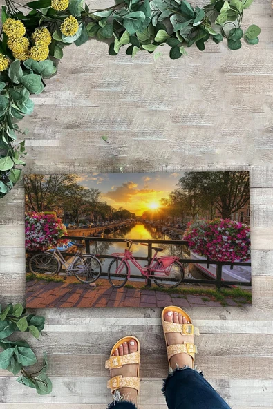 Valerine Life Sevda Köprüsü Gün Batımı Welcome Hoş Geldiniz Kapı Önü Paspası 45x70cm - Resim 2
