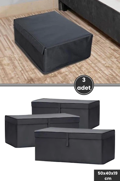 Baza Kutu Hurç, Yatak Kanepe Baza Altı Düzenleyici Su Geçirmez Mukavva Destekli 3 Adet ANTRASİT ürün görseli 1