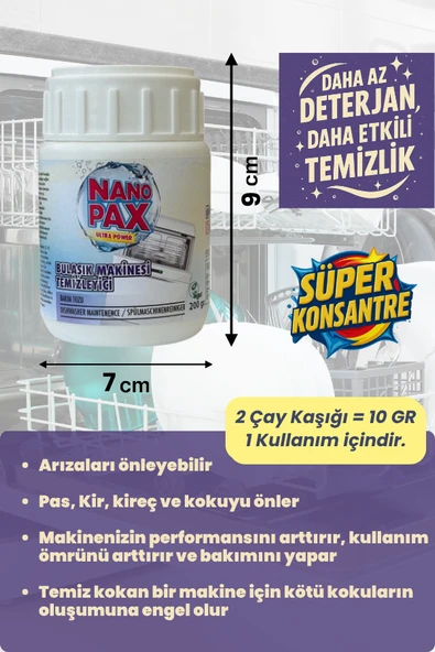 ÇAMAŞIR MAKİNESİ & BULAŞIK MAKİNESİ TEMZİLEYİCİ TOZ BAKIM SETİ (2 ADET X 200GR) - 3