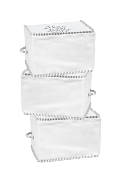 3’lü İpli Kazak Hurcu Set, Yatak Baza Kanepe Altı Kıyafet Çamaşır Eşarp Düzenleyici (30x20cm) 3 Adet - 3