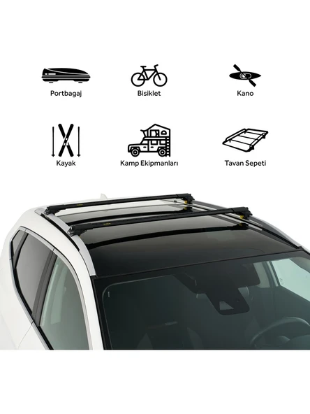 Volkswagen Passat SW (B5) 1996-2003 Uyumlu Turtle Air-1 Full Kit Tavan Ara Atkı Seti 82-82cm Gri - 7