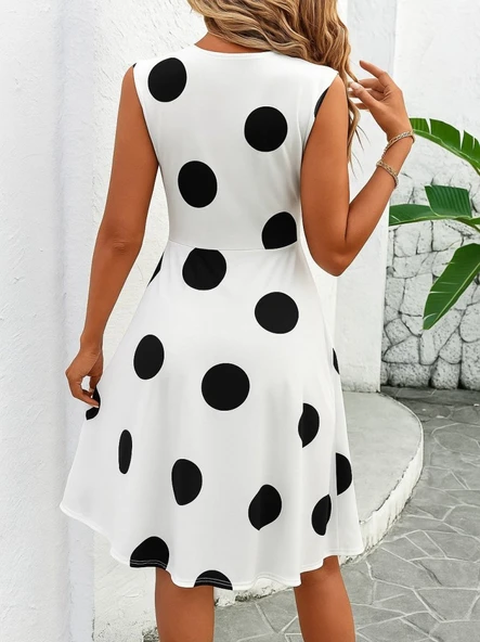 Kadın Sıfır Kollu önden çapraz Detaylı Leopar Desenli Süprem Elbise - Resim 2