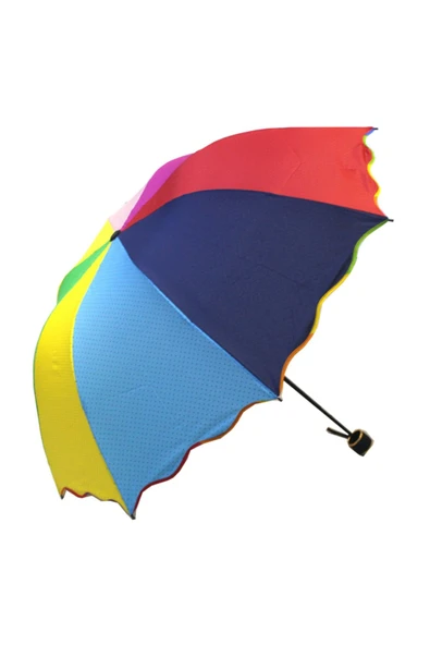 Marlux Gökkuşağı Puantiyeli Yarasa Kırılmaz Şemsiye - Resim 2