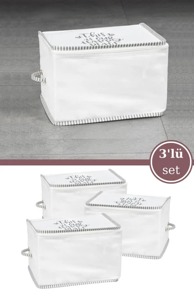 3’lü İpli Kazak Hurcu Set, Yatak Baza Kanepe Altı Kıyafet Çamaşır Eşarp Düzenleyici (30x20cm) 3 Adet