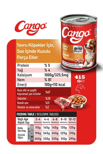 Cango Yavru Yaş Köpek Maması Kuzu Etli 415Gr 36Lı - 3