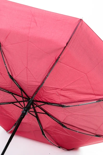 Rain Red Tam Otomatik Mekanizmalı Şemsiye Kauçuk Kaplama Sap Kırmızı 8 Telli - Resim 4