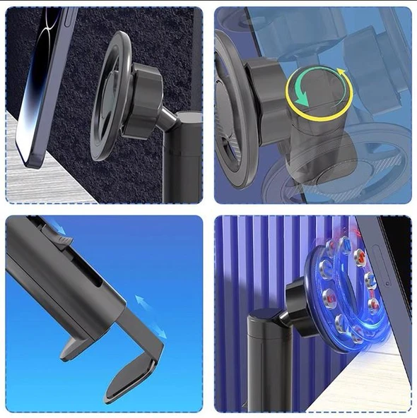 Zhltools Magsafe Uyumlu Masa Koltuk Klipsli Manyetik Telefon Tutucu - Resim 8