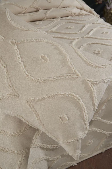 Çeyiz Diyarı Pirot 2 Parça Tek Kişilik Pike Takımı Bej - Resim 6