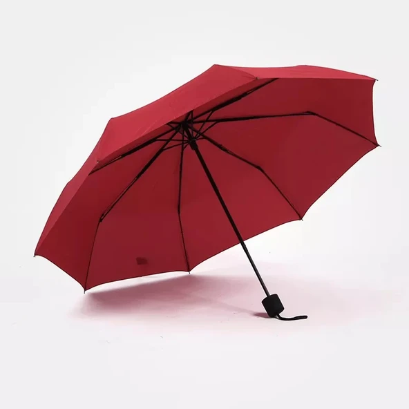 Rain Red Tam Otomatik Mekanizmalı Şemsiye Kauçuk Kaplama Sap Kırmızı 8 Telli - Resim 2