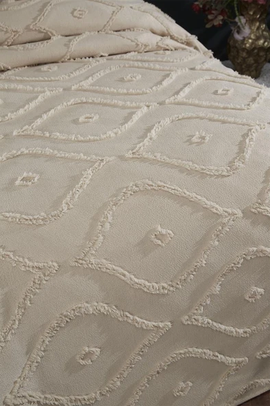 Çeyiz Diyarı Pirot 2 Parça Tek Kişilik Pike Takımı Bej - Resim 2