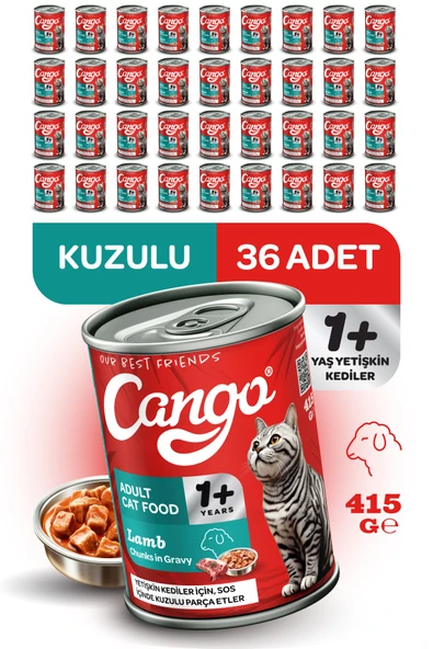 Cango Yetişkin Yaş Kedi Maması Kuzu Etli 415Gr 36Lı ürün görseli 1