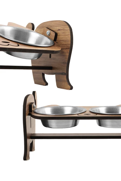 Ahşap Özel Isim Baskılı, Kedi Mama Seramik Su Kabı Standı Hediye Kedi Halısı - 11