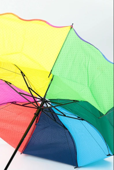 Marlux Gökkuşağı Puantiyeli Yarasa Kırılmaz Şemsiye - Resim 5