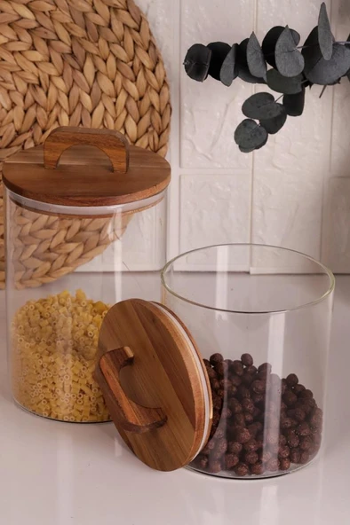 Mien 2'li Akasya Kapaklı Cam Saklama Kavanozları 1850 + 2500 Ml - Resim 3