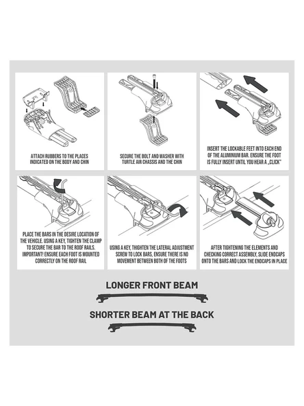Dacia Renault Duster 2018-2025 Uyumlu Turtle Air-1 Full Kit Tavan Ara Atkı Seti 1002 82-86cm Siyah - 11