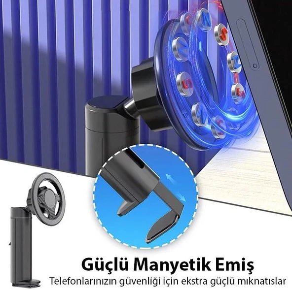 Zhltools Magsafe Uyumlu Masa Koltuk Klipsli Manyetik Telefon Tutucu - Resim 5