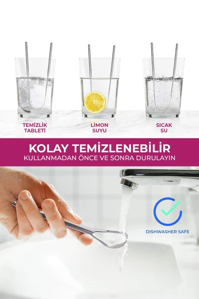 Dil Temizleyici Gümüş Ağız Bakım Fırçası Dil Plak Temizleme Dil Sıyırıcı Büyük - 5