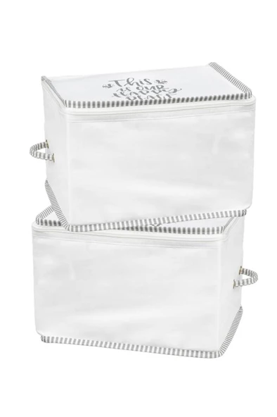 2’li İpli Kazak Hurcu Set, Yatak Baza Kanepe Altı Kıyafet Çamaşır Eşarp Düzenleyici (30x20cm) 2 Adet - 3