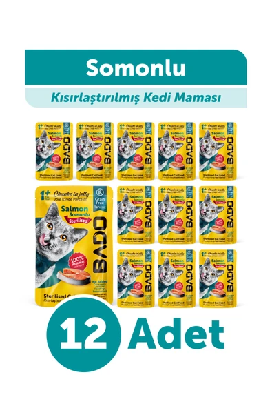 Bado Kısırlaştırılmış Yaş Kedi Maması Somonlu 85Gr 12'li ürün görseli 1