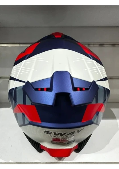 Sway Kask SW-865 St Blue/red Güneş Gözlüklü - 3