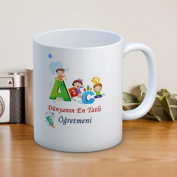 Öğretmenler Günü Hediyesi | “Dünyanın En Tatlı Öğretmeni” Temalı Kupa ürün görseli 1