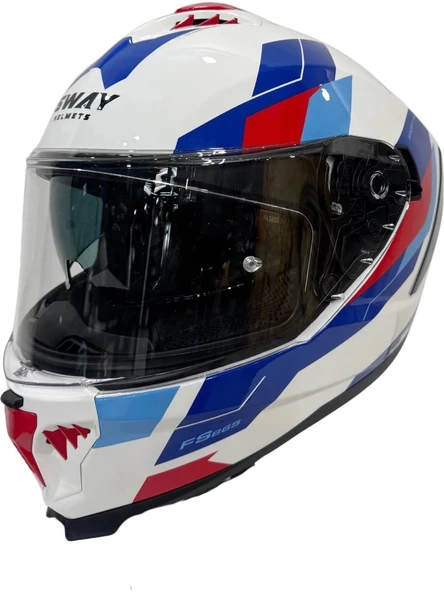 Sway Kask Sway Sw 865 Tıtan White Blue Red Güneş Gözlüklü - Resim 5