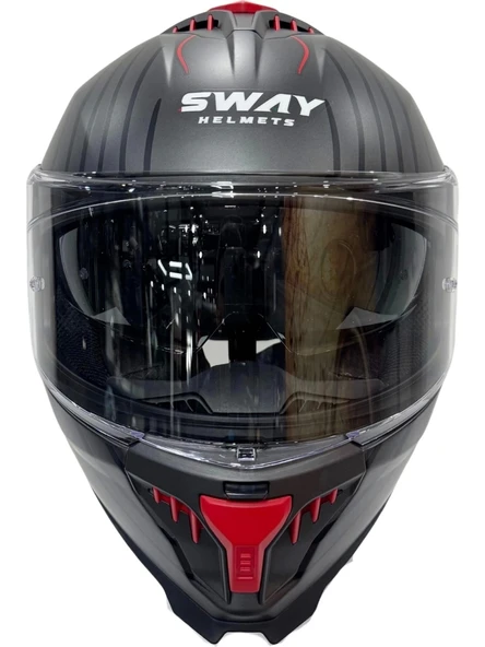 Sway Kask Sway Sw 865 Space Black Red Güneş Gözlüklü - 3