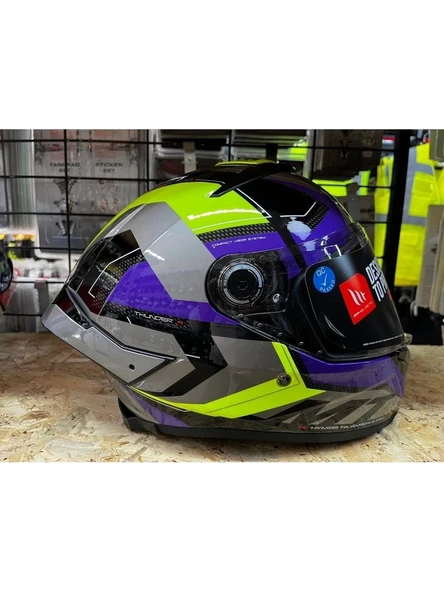 Mt Helmets Kask mt Thunder 4 Sv Valıant B2 Parlak Gri Mor Sarı - 1