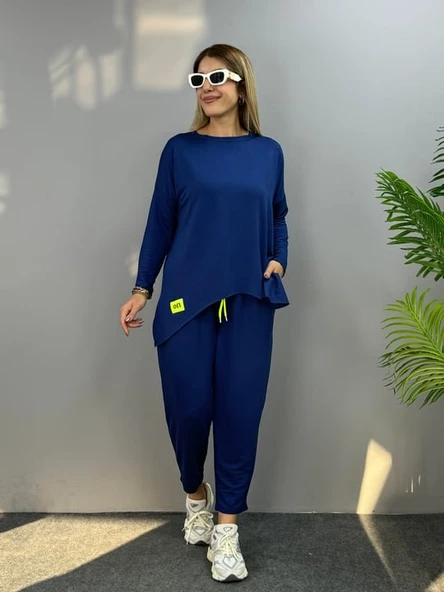 Kadın Iki Iplik Viskon Pamuk Kumaş Arma Detaylı Ikili Takım ürün görseli