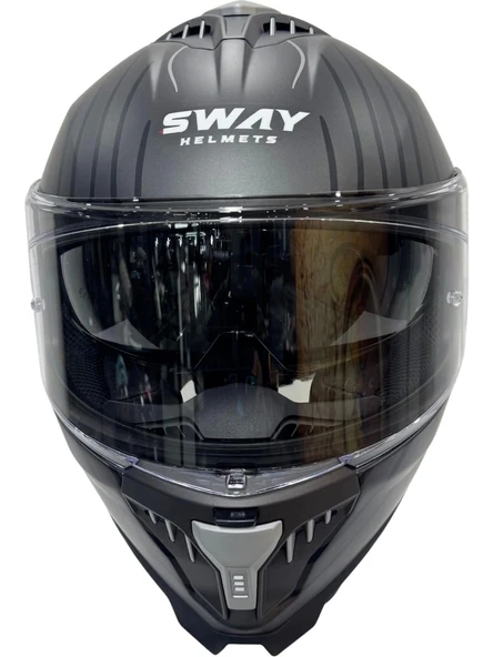 Sway Kask Sway Sw 865 Space Black Whıte Güneş Gözlüklü - Resim 5