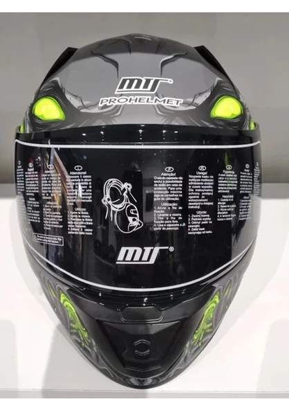 MTS Kask Mts Pro 801 Zombi Güneş Gözlüklü Grey/whıte/yellow - 1