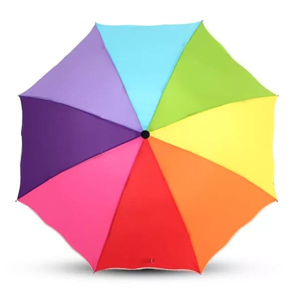 Düz Gökkuşağı Renkli Rüzgara Dayanıklı  Şemsiye ürün görseli 1