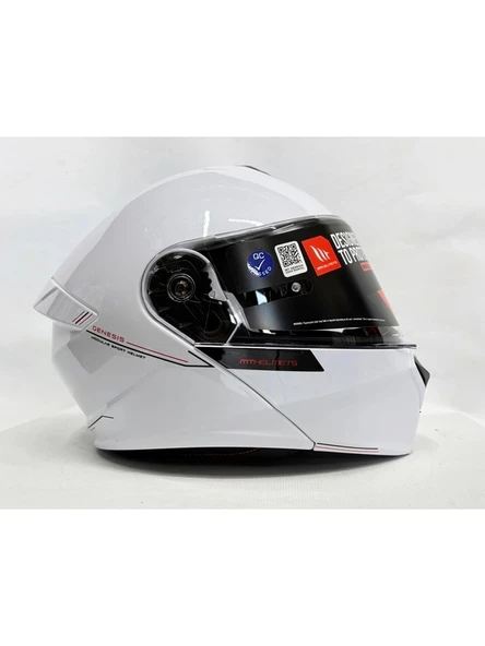 MT Kask mt Genesis Sv A0 Çene Açılır Kask Parlak Beyaz - 4