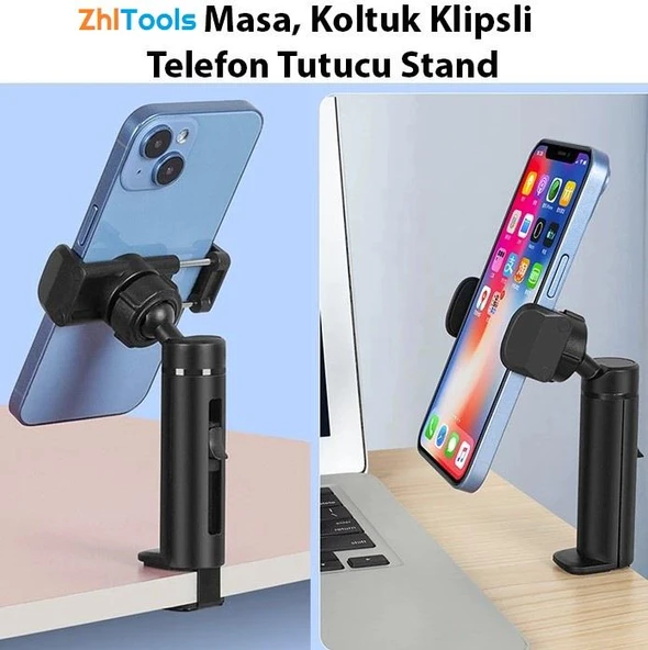 Zhltools Masa Koltuk Klipsli Telefon Tutucu Stand - Resim 2