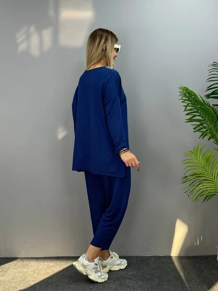 Kadın Iki Iplik Viskon Pamuk Kumaş Arma Detaylı Ikili Takım - Resim 2