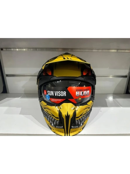 Mt Helmets Kask Streetfıghter Sv Aztec B3 Mat Siyah/sarı - Resim 2