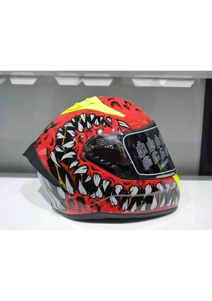 MTS Kask Mts Pro 801 Demon Güneş Gözlüklü Kırmız/sarı - 3