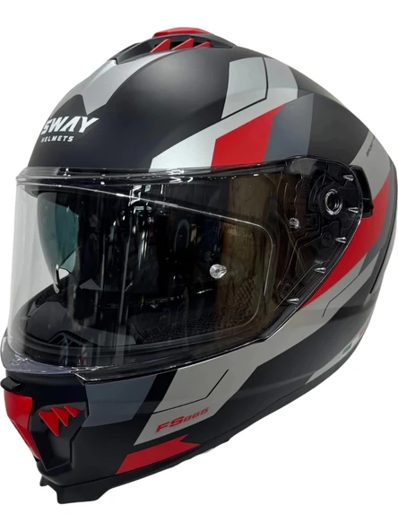 Sway Kask Sway Sw 865 Tıtan Black White Red Güneş Gözlüklü - Resim 4