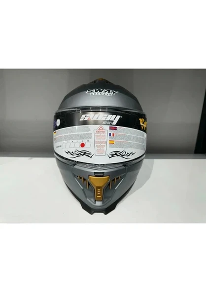 Sway Kask Sway SW-865 Mat Gri Güneş Gözlüklü