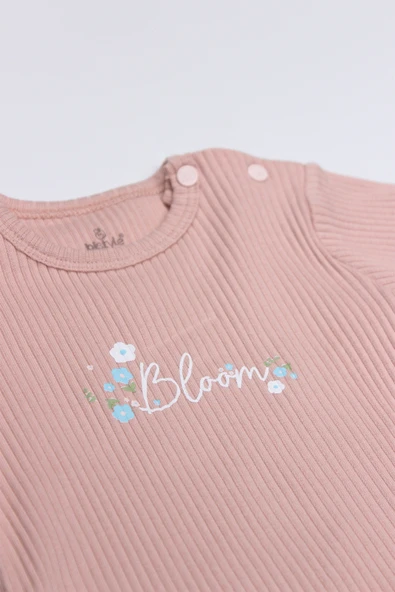 Bistyle Flying Bloom White Yarım Kol 2'Li Body 17118 Ekru Gül Kurusu - 3