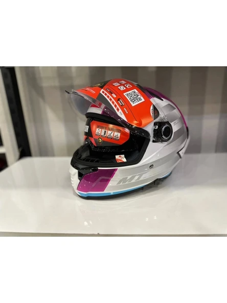 Mt Helmets Kask Mt Thunder 4 Sv Tears C8 Parlak Inci Beyaz/Pembe - 5