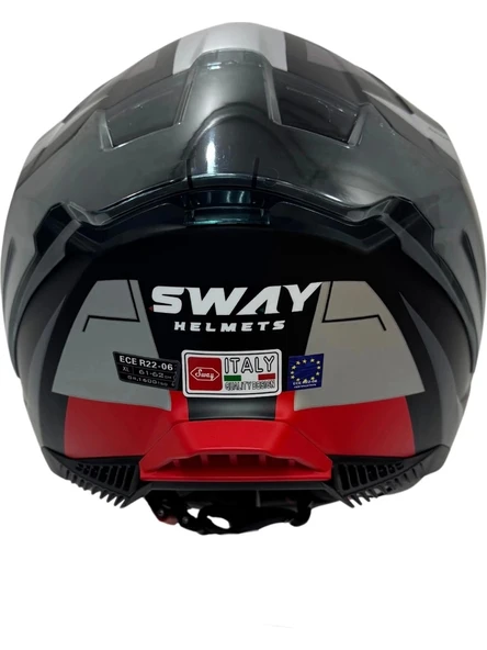 Sway Kask Sway Sw 865 Tıtan Black White Red Güneş Gözlüklü - Resim 3