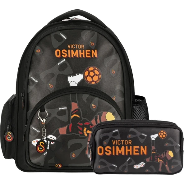 3 Bölmeli Victor Osimhen Suni Deri Okul Çantası + Kalemlik ürün görseli